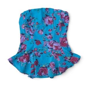 Blue‎ and pink floral corset top y2K